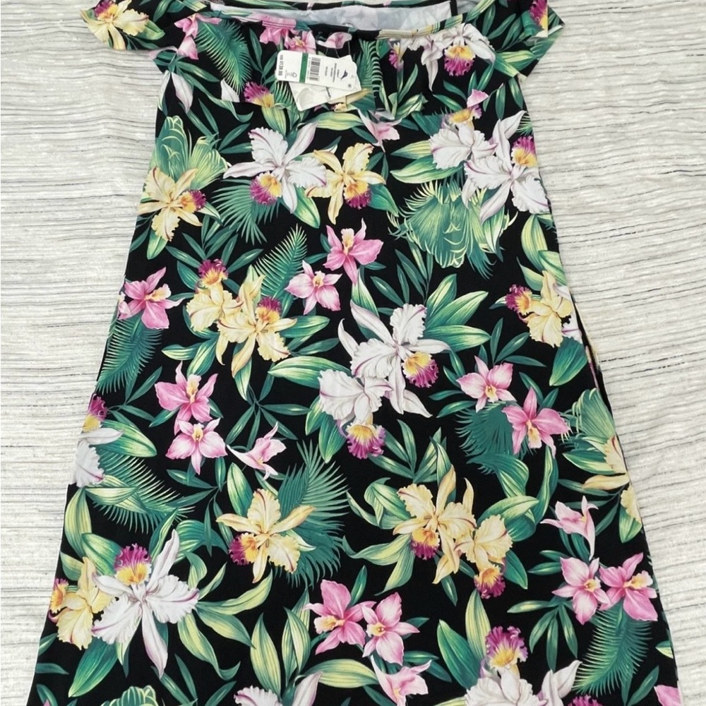 Tommy Bahama Black Floral Strapless Dress